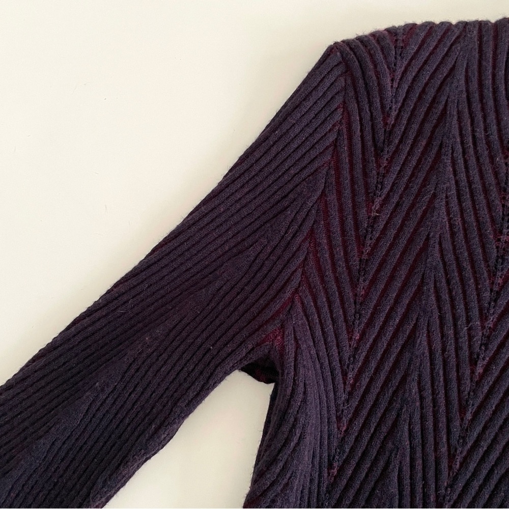 See By Chloe Ribbed Knit Scalloped Two Tones Long Sleeve Dress - Picture 9 of 14